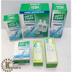 LOT FO ASSORTED PUREMOIST AND BIOTRUE SOLUTIONS