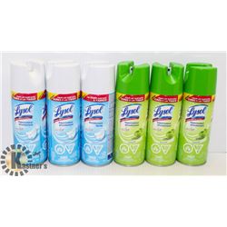 LOT OF 6 LYSOL DISINFECTING SPRAY