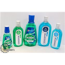 LOT OF 5 ASSORTED MOUTH WASH