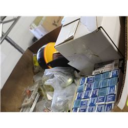 FLAT OF VARIOUS NEW PARTS, HARDWARE, FLASHLITE