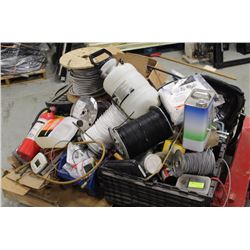 PALLET WITH SHOP SUPPLIES, WIRE TOOL CASES & MORE