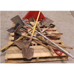 ASSORTED SHOVELS, TAMPERS, SCRAPERS