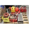 Image 1 : PALLET OF ASSORTED SHOP ITEMS, GAS CANS, RAMPS