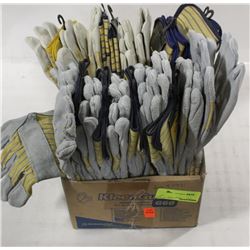 BOX OF APPROX 20 PAIRS LEATHER WORK GLOVES