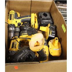LOT OF 4 DEWALT 18V WITH 4 BATTERIES AND 2 CHARGER