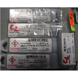 LOT OF VARIOUS SIZED BLACK & GOLD DRILL BITS