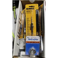 BOX OF ASSORTED NEW DRILL BITS & MORE