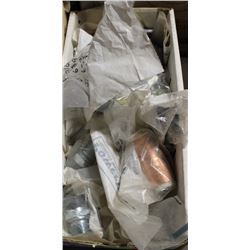 BOX OF ASSORTED CONNECTORS, HARDWARES & MORE
