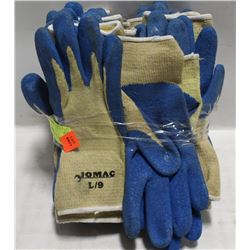 11 PAIRS RUBBER PALMED WORK GLOVES SIZE LARGE