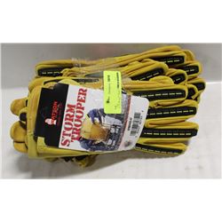 6 PAIR KNUCKLE GUARD LEATHER WORK GLOVES SZ MED