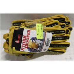 6 PAIR KNUCKLE GUARD LEATHER WORK GLOVES SZ MED