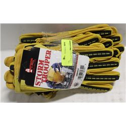 6 PAIR KNUCKLE GUARD LEATHER WORK GLOVES SZ MED