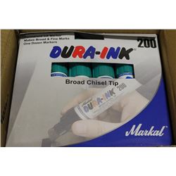 CASE OF DURA-INK 200 BROAD CHISEL TIP MARKERS