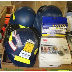 PPE LOT: INCLUDES 3 HARD HATS & EAR PROTECTION