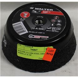 WALTER 12-A 006 STEEL GRINDING WHEEL, 6" X 5/8"