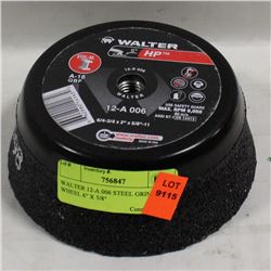 WALTER 12-A 006 STEEL GRINDING WHEEL, 6" X 5/8"
