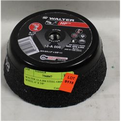 WALTER 12-A 006 STEEL GRINDING WHEEL, 6" X 5/8"