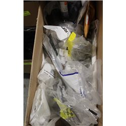 BOX OF ASSORTED HARDWARES AND MORE