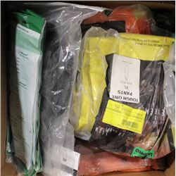 BOX OF VARIOUS SAFETY WEAR, JACKET, PANTS GLOVES