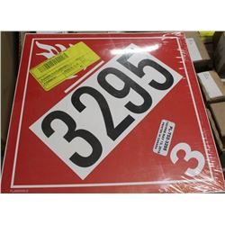 100 PACK OF CL3 FLAMMABLE PLACARDS