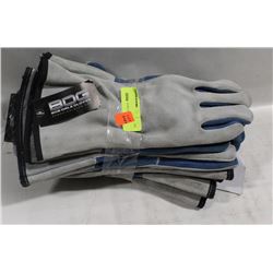5 PAIRS OF LEATHER GAUNTLET STYLE WORK GLOVES