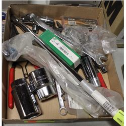 FLAT OF VARIOUS WRENCHES, SOCKETS & MORE
