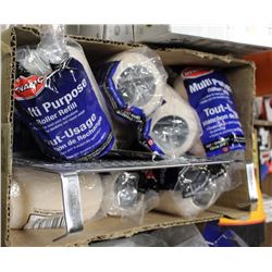 BOX WITH PAINT ROLLER REFILLS & BUCKET GRATE