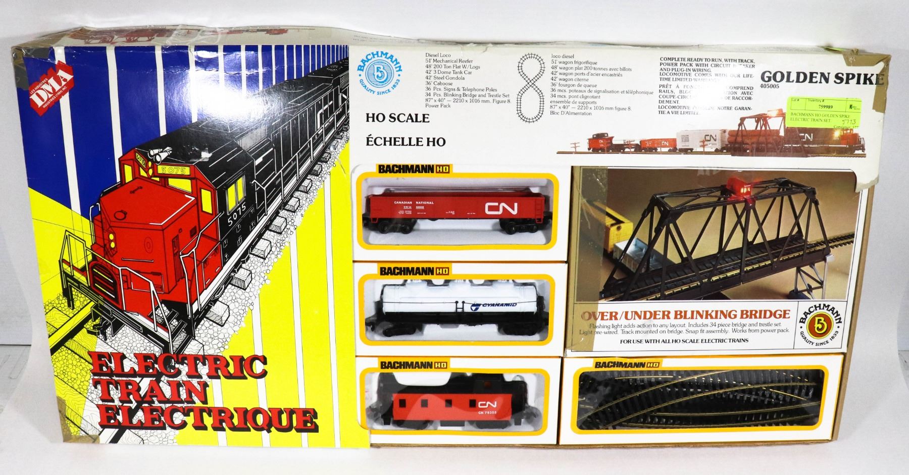 BACHMANN HO GOLDEN SPIKE ELECTRIC TRAIN SET.