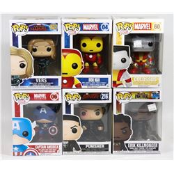 LOT OF 6 ASSORTED FUNKO POP FIGURE COLLECTIBLES