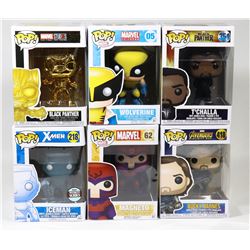 LOT OF 6 ASSORTED FUNKO POP FIGURE COLLECTIBLES