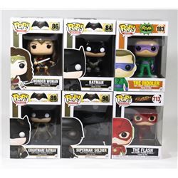 LOT OF 6 ASSORTED FUNKO POP FIGURE COLLECTIBLES