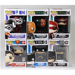 LOT OF 6 ASSORTED FUNKO POP FIGURE COLLECTIBLES
