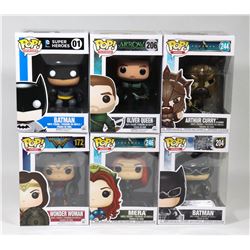 LOT OF 6 ASSORTED FUNKO POP FIGURE COLLECTIBLES