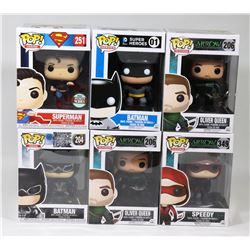 LOT OF 6 ASSORTED FUNKO POP FIGURE COLLECTIBLES