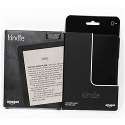 AMAZON KINDLE WITH LEATHER COVER