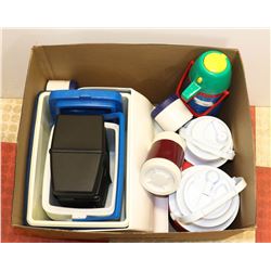 LOT OF ASSORTED THERMOS AND COOLERS