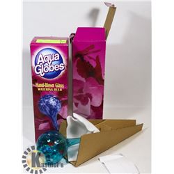 LOT OF TWO AQUA GLOBES, HAND BLOWN GLASS