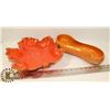 Image 1 : ORANGE/GOLD CALIFORNIA POTTERY LEAF CENTER PIECE &