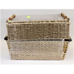 LOT OF 3 WOODEN HANDLE BASKETS