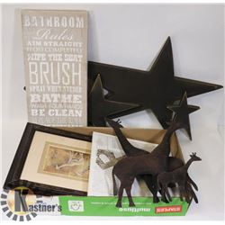 BOX OF SHOWHOME DECOR & PICTURES.