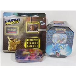 LOT OF 3 SEALED POKÉMON TIN, MINI TIN AND