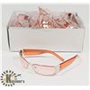 Image 1 : BOX OF CHROME DESIGNER SUNGLASSES WITH PINK LENSES.