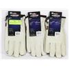 Image 1 : THREE NEW LEATHER HORIZON SIZE LARGE WORK GLOVES