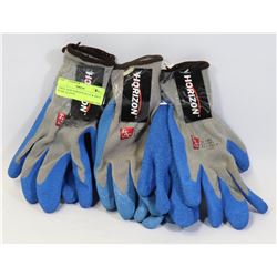 THREE NEW HORIZON BLUE & GREY WORK GLOVES