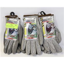 THREE NEW PAIRS OF GREY SPECKLED SURE GRIP ABR