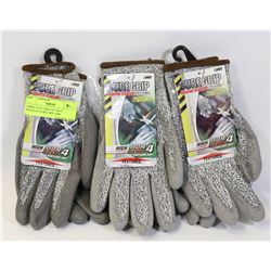THREE NEW PAIRS OF GREY SPECKLED SURE GRIP ABR