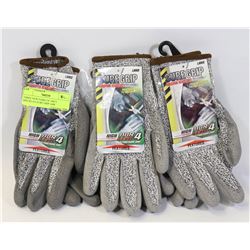 THREE NEW PAIRS OF GREY SPECKLED SURE GRIP ABR