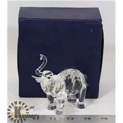 SMALL CRYSTAL RAISED TRUNKED ELEPHANT FIGURE