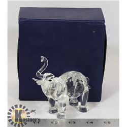 SMALL CRYSTAL RAISED TRUNKED ELEPHANT FIGURE