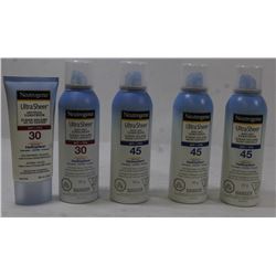 BAG OF 5 ASSORTED SUNSCREEN LOTION & SPRAYS